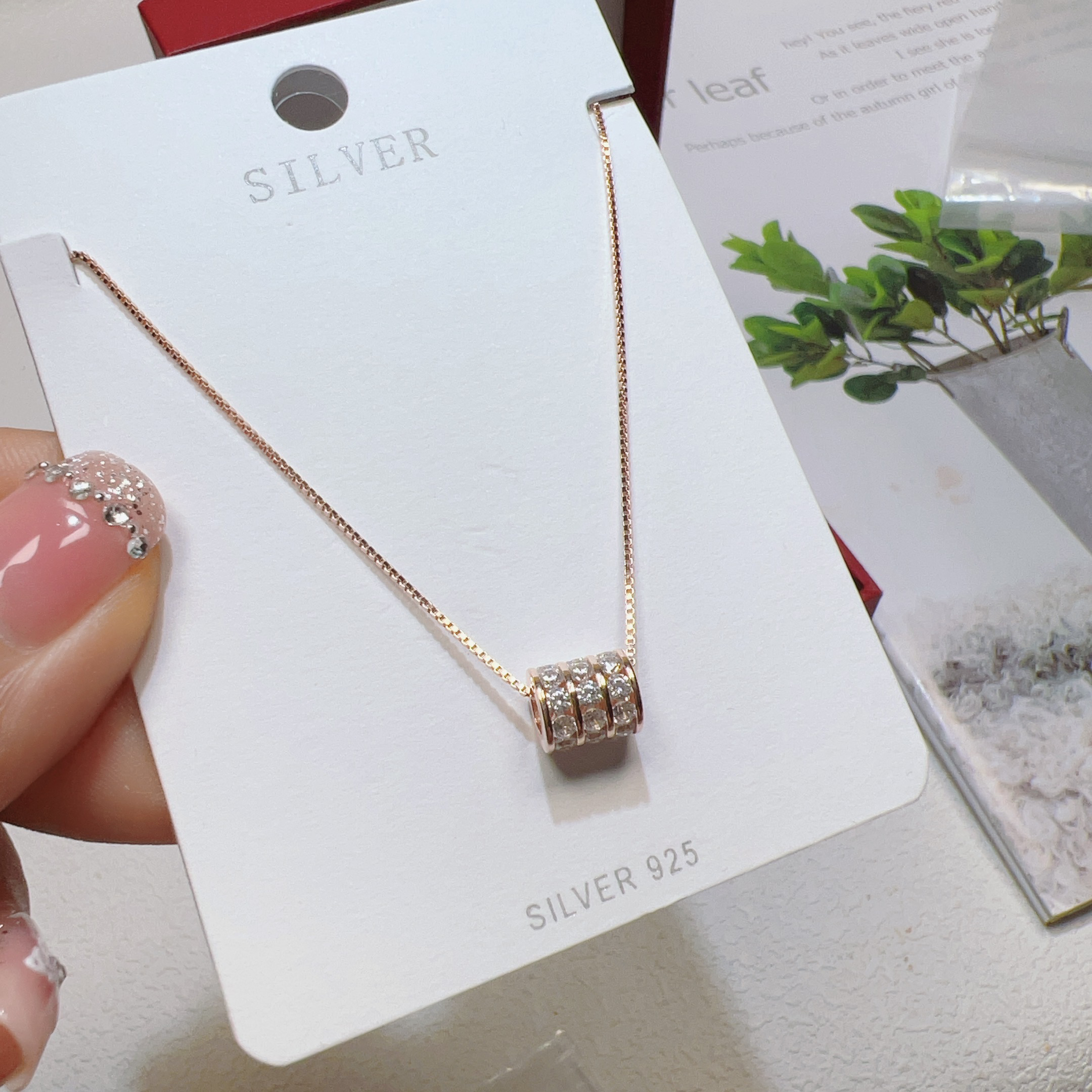 坠链均925银合成锆石 S925银路路通小蛮腰套链T242