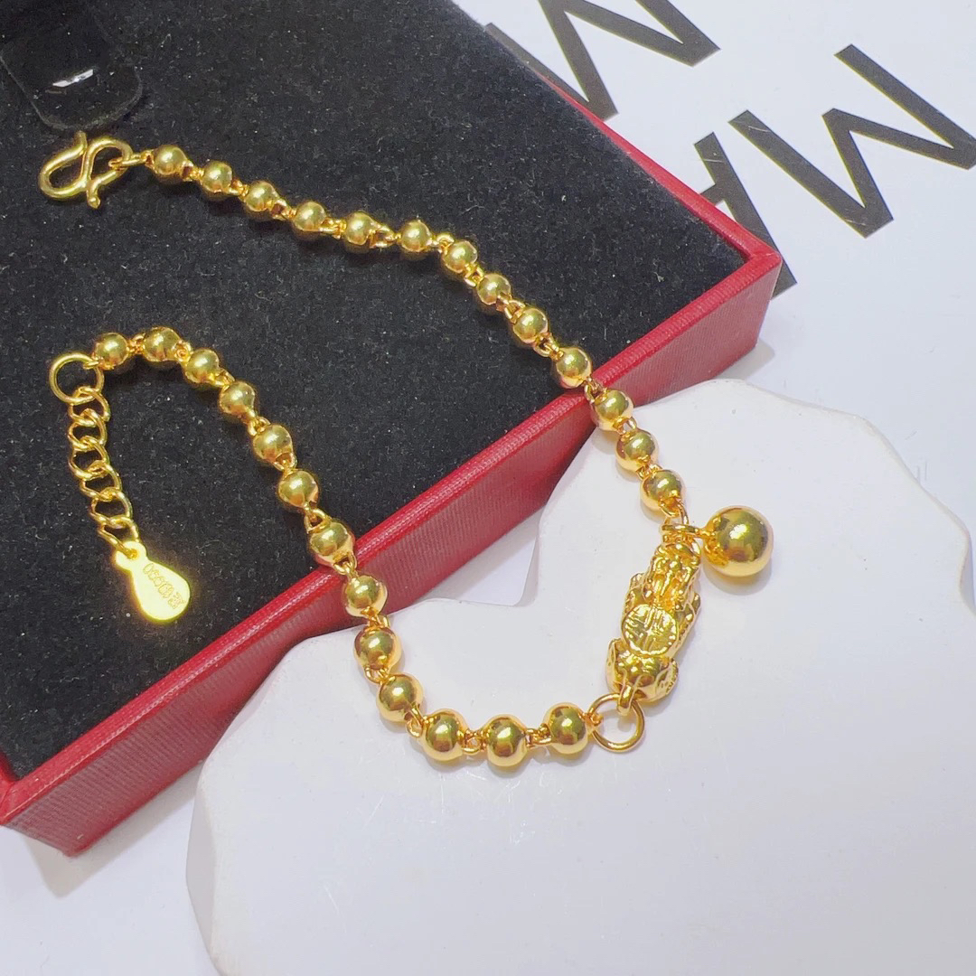 足银手链 足银990招财貔貅光珠手链S115