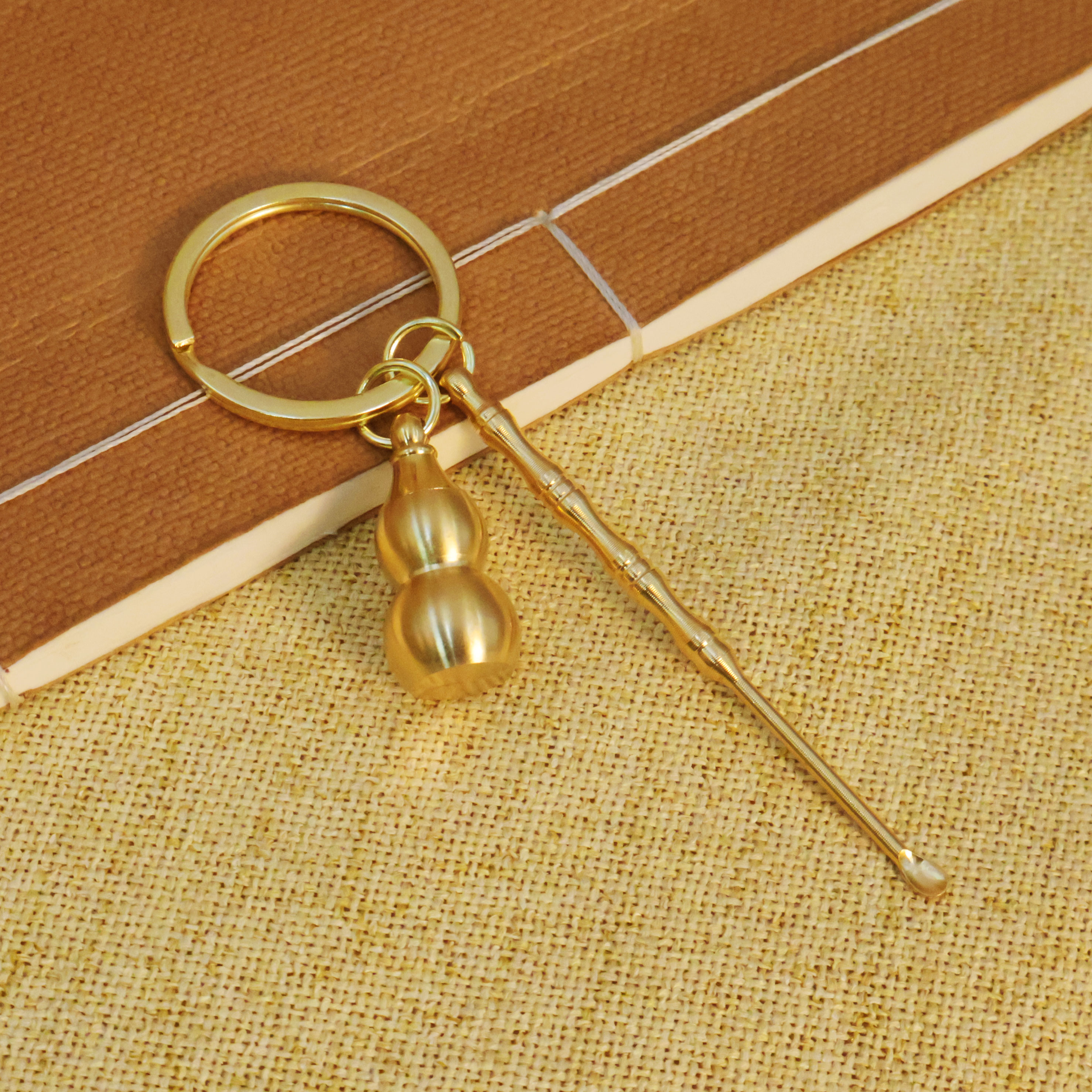 竹节款挖耳勺钥匙扣葫芦挂饰汽车钥匙挂件复古个性创意吊坠