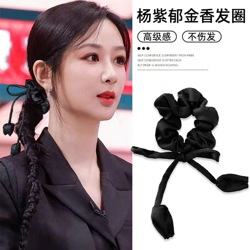 新款头绳高级感黑色郁金香头饰女大肠发圈马尾扎头发皮筋头花发饰