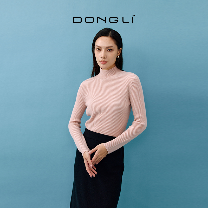 东黎 山羊绒 流光风女士秋冬针织半高领套头百搭打底WSR-20S31