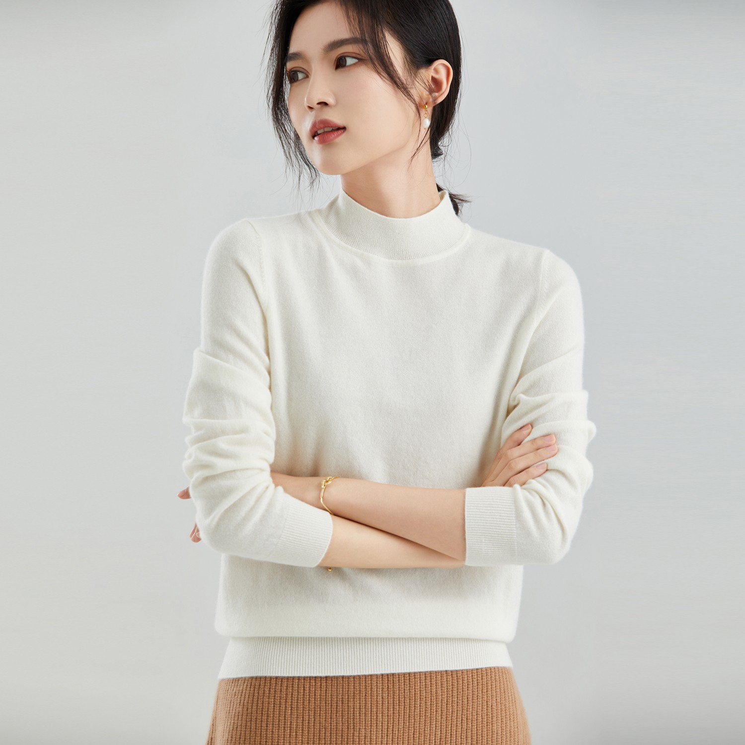 东黎 小山羊绒 流光风女士秋冬季针织半高领羊绒打底GDRW-21C202