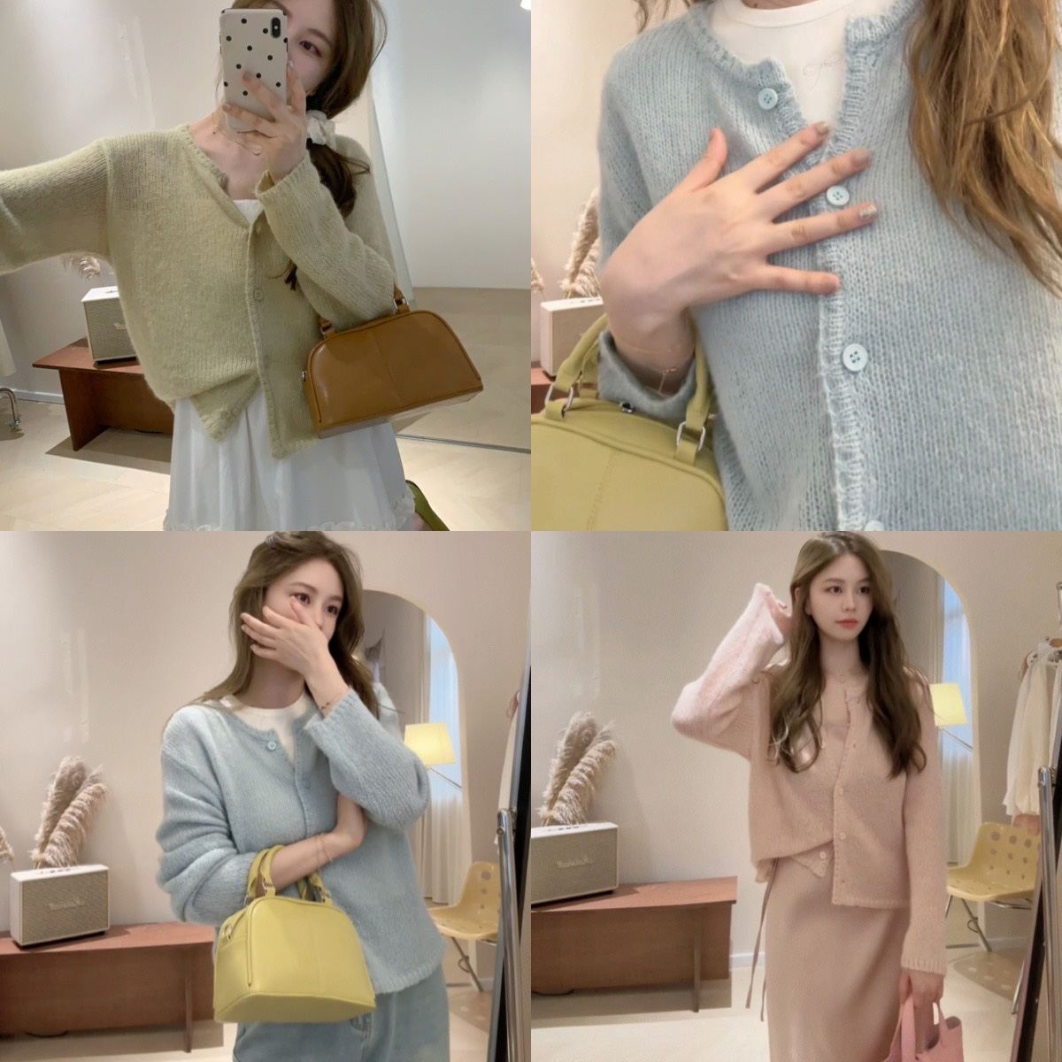 【少女感花边】马海毛微透小开衫毛衣JB07 