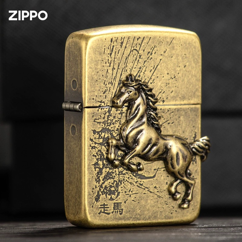 zippo打火机美国ZBT-1-43a 1941复刻-走马黄铜 韩版原版HBJ1