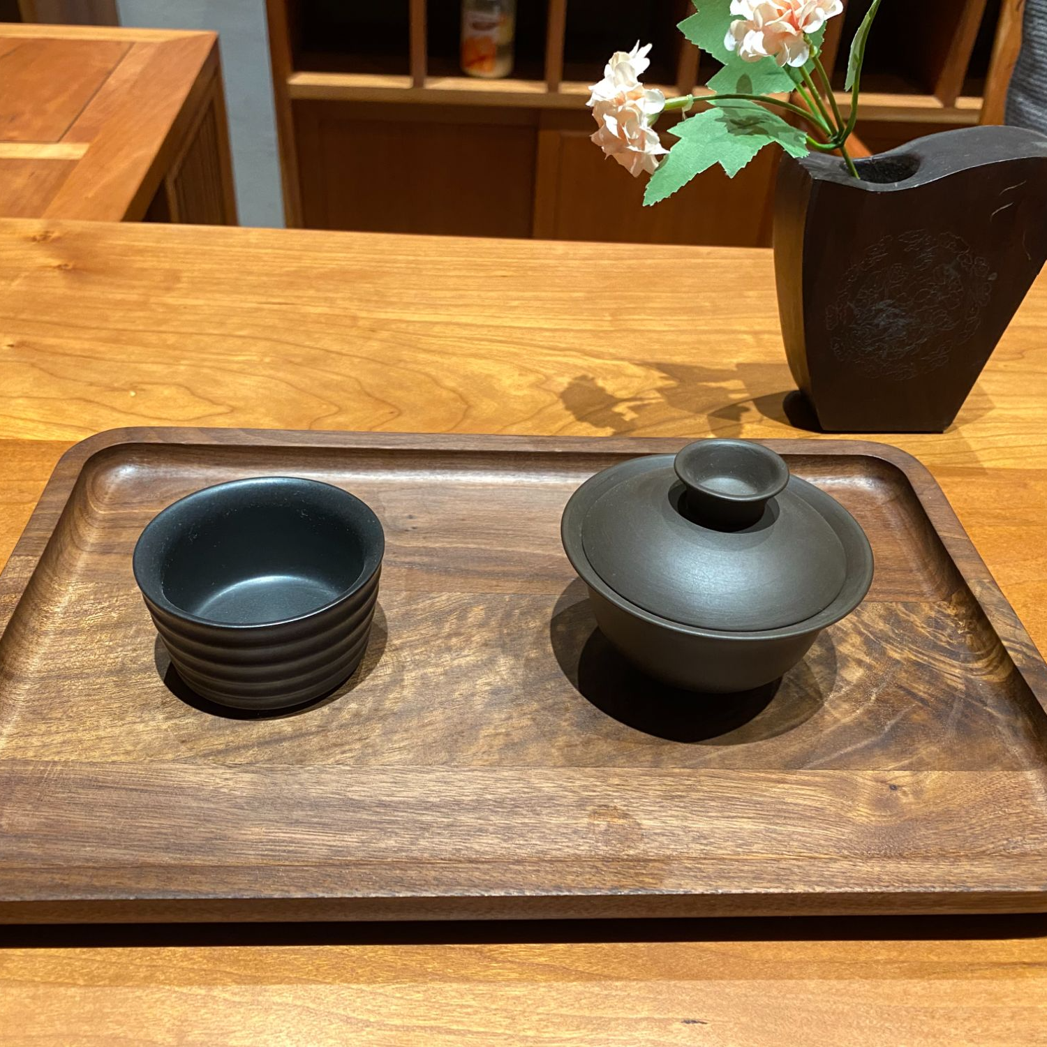 观作观作新中式北美黑胡桃木托盘茶盘整掏无缝茶盘