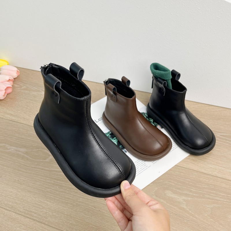 女童真皮马丁靴短靴加绒靴子棉靴皮靴冬季鞋子保暖童鞋新款棉鞋