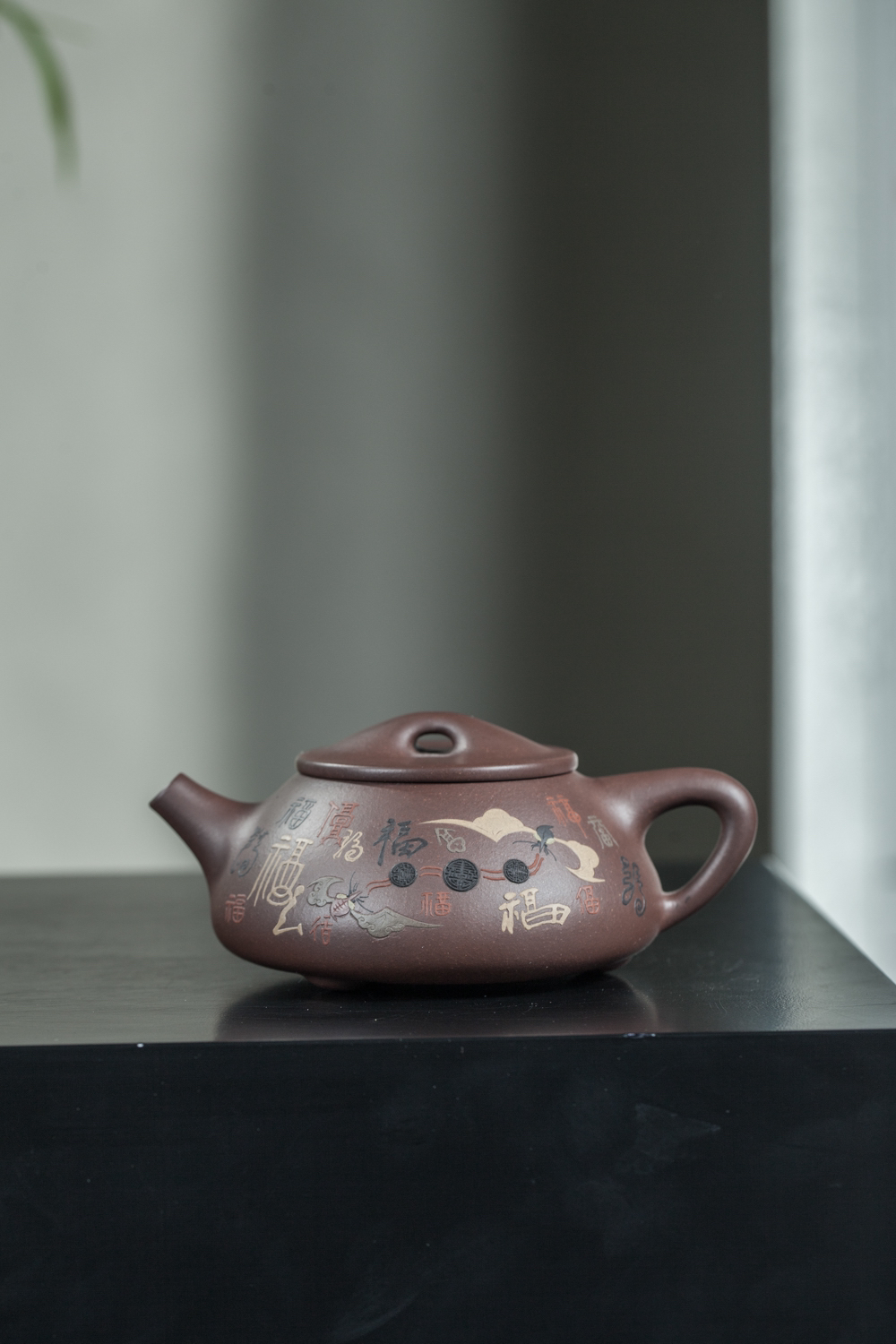 自产自销宜兴原矿黄龙山老紫泥40目景洲石瓢壶340CC