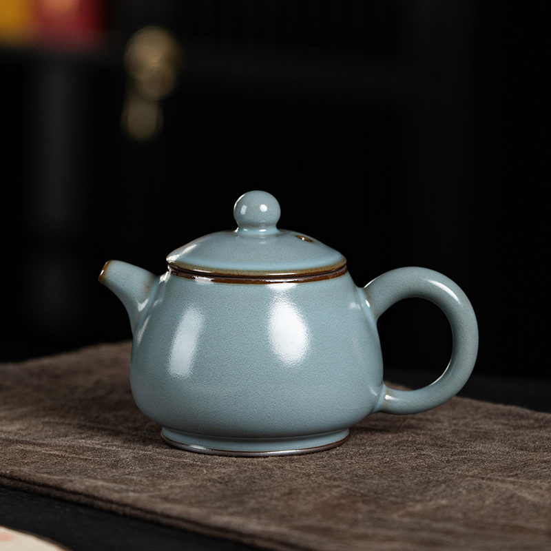 西园堂陶瓷汝窑乳鼎壶家用泡茶小壶瓷壶手工球孔过滤功夫茶具单壶