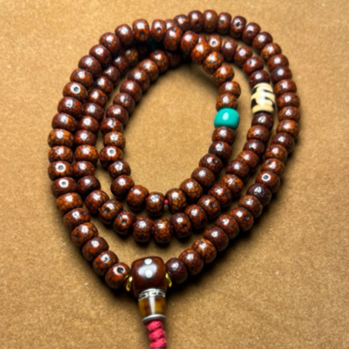 【呀啦索】星月菩提108颗念珠/手串/脖挂 朱砂供 色泽红润 品相完好