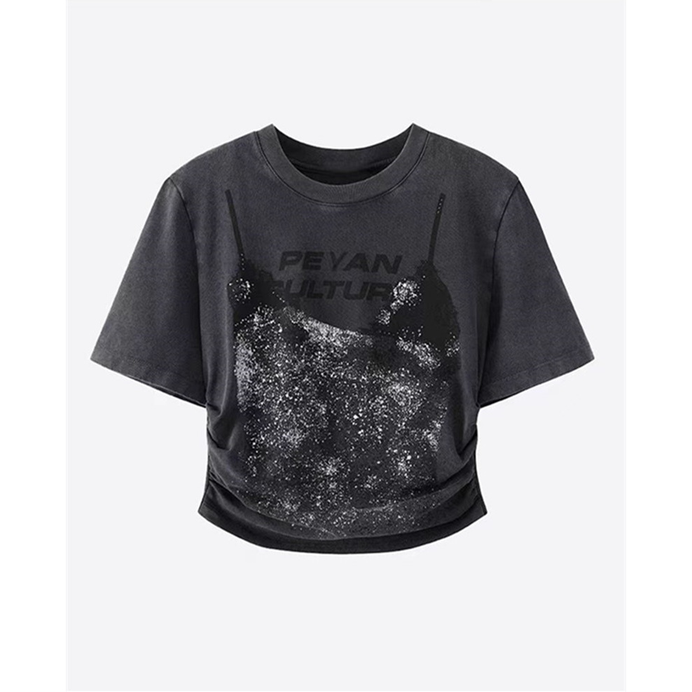 1418杨超越同款短袖T恤女2025夏季重工圆领上衣