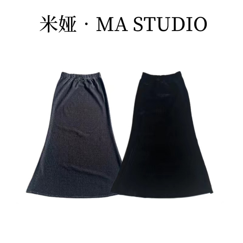 MY2F205米娅自制私服新款高腰显瘦洋气纯色丝绒厚款半身裙秋冬
