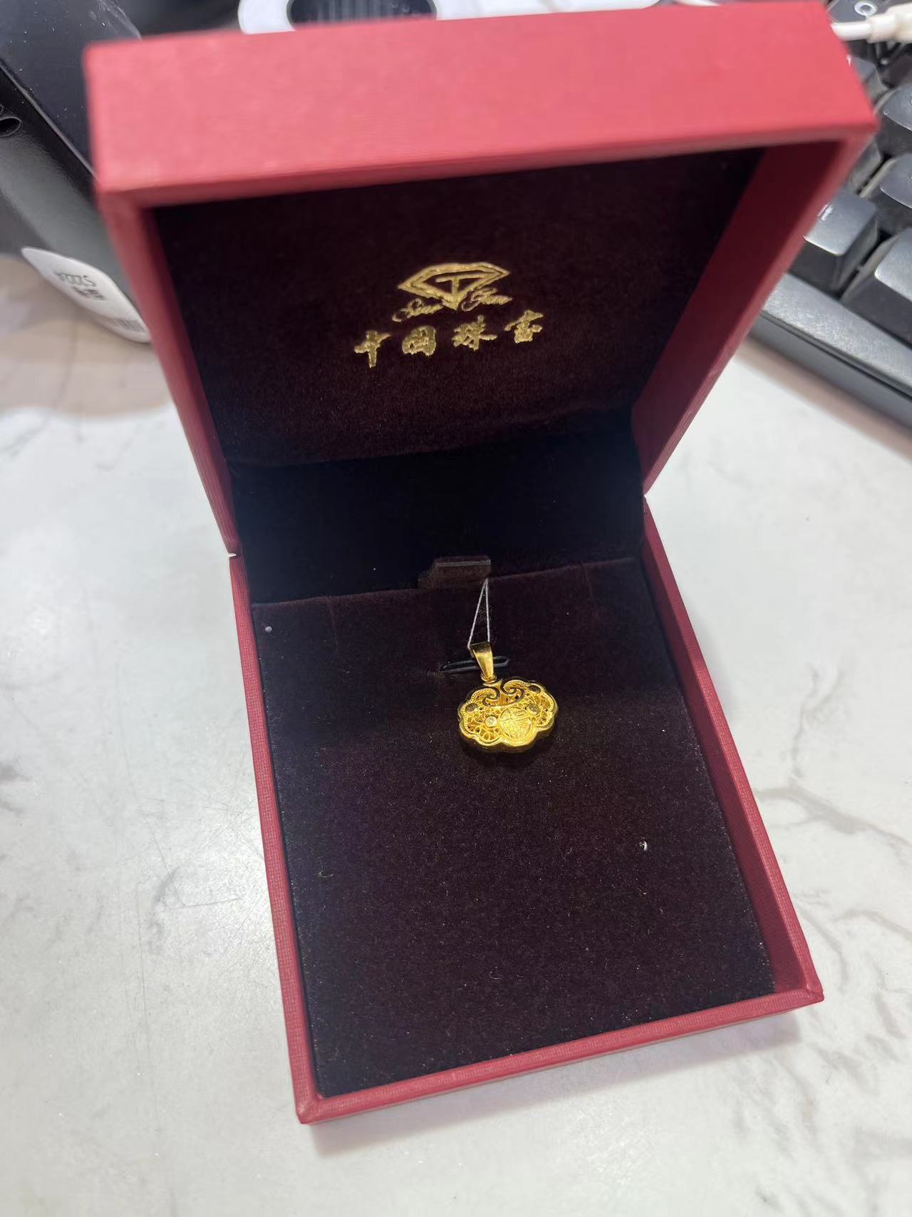 足金小金锁吊坠锁