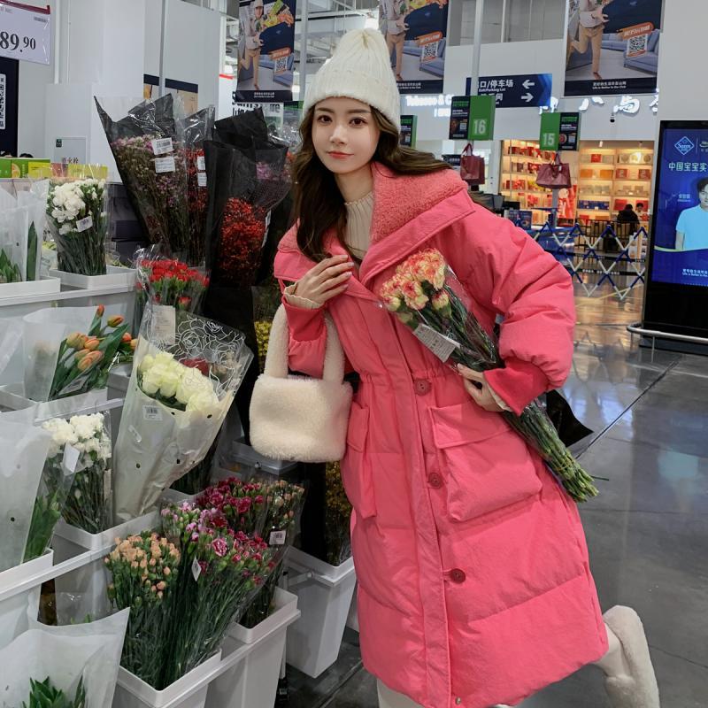玫粉色羽绒羽绒服女冬季收腰设计感2023新款韩系加厚洋气羽羽绒棉
