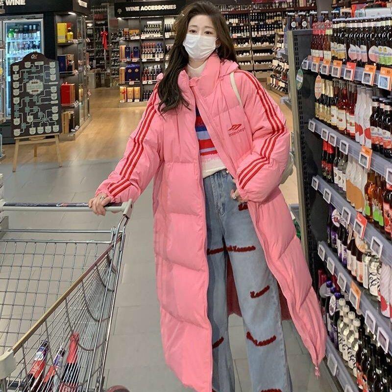2023韩版新款小众百搭时尚潮流休闲可拆帽长款加厚保暖棉衣棉服