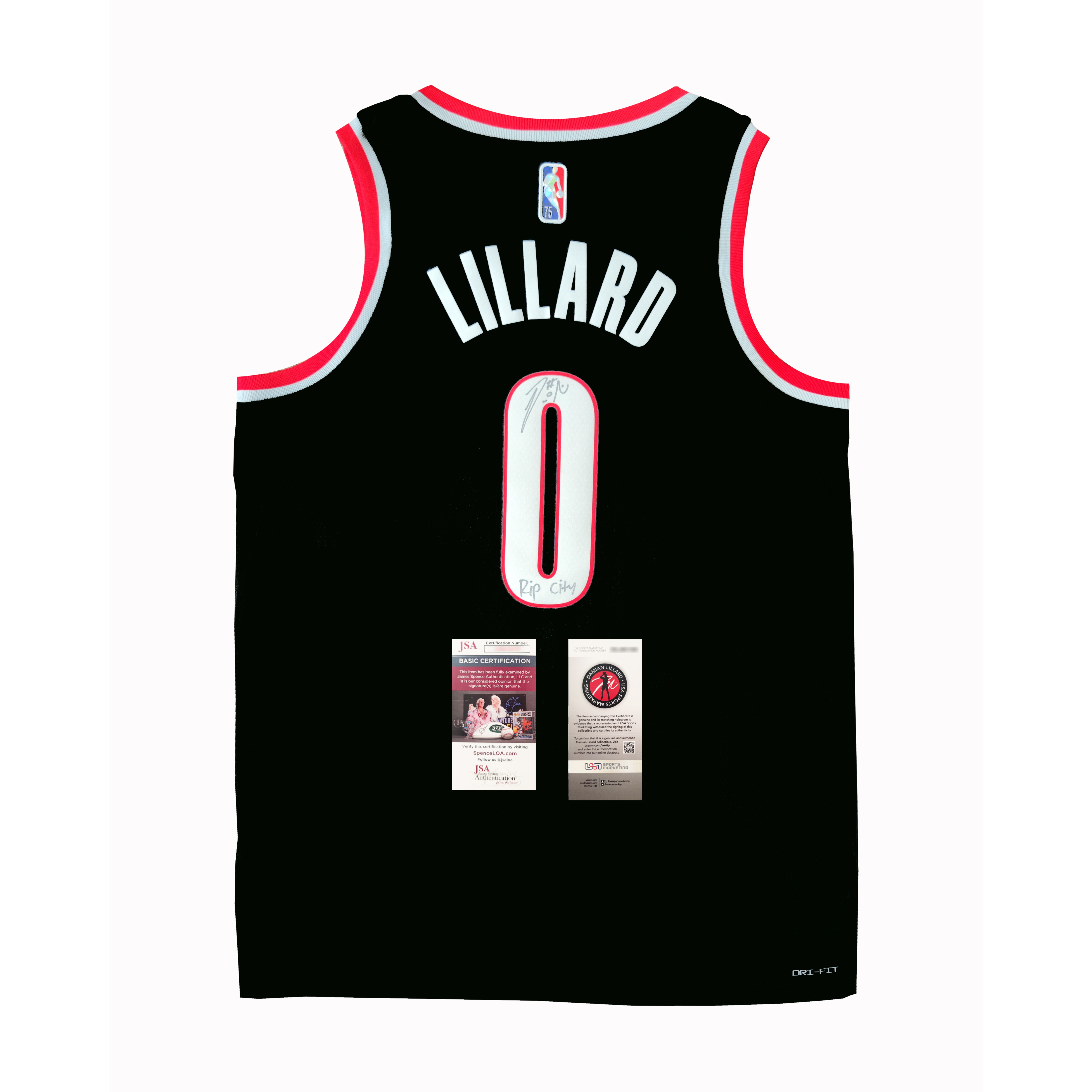 【臻签体育】利拉德亲签开拓者队客场球衣收藏（含USASM+JSA证书）