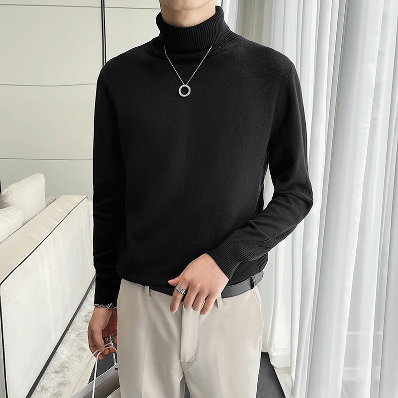 冬季新款轻熟高领纯色宽松打底针织衫毛衣手臂细节高级感线衣