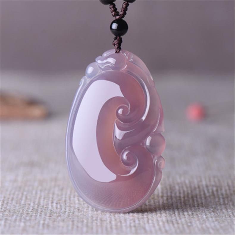 玉石纯天然玛瑙玉髓绿福寿如意玉器工艺品挂件紫玉髓如意吊坠