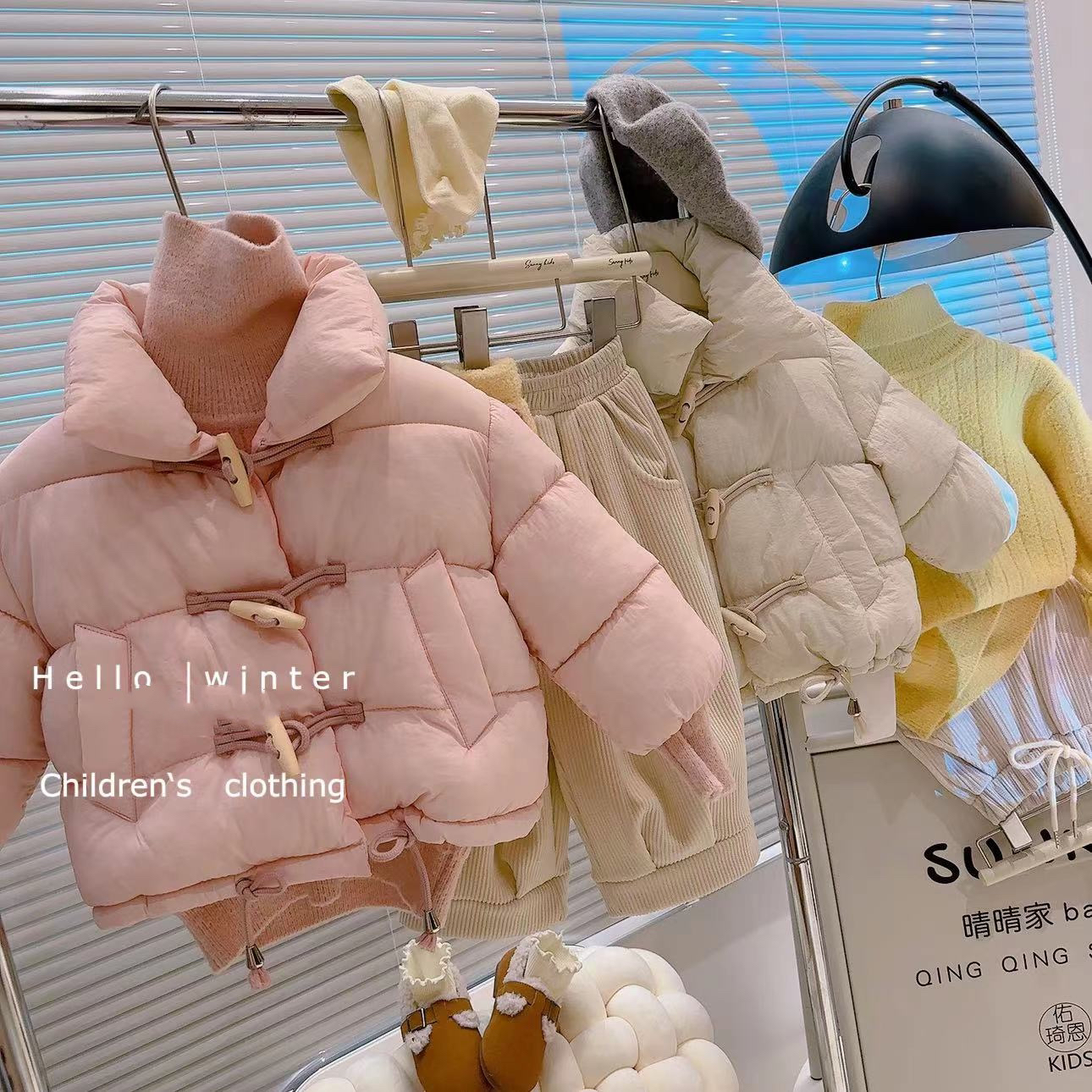面包服2023秋冬新款女童宝宝童装韩版加厚韩版纯色外套反季cq