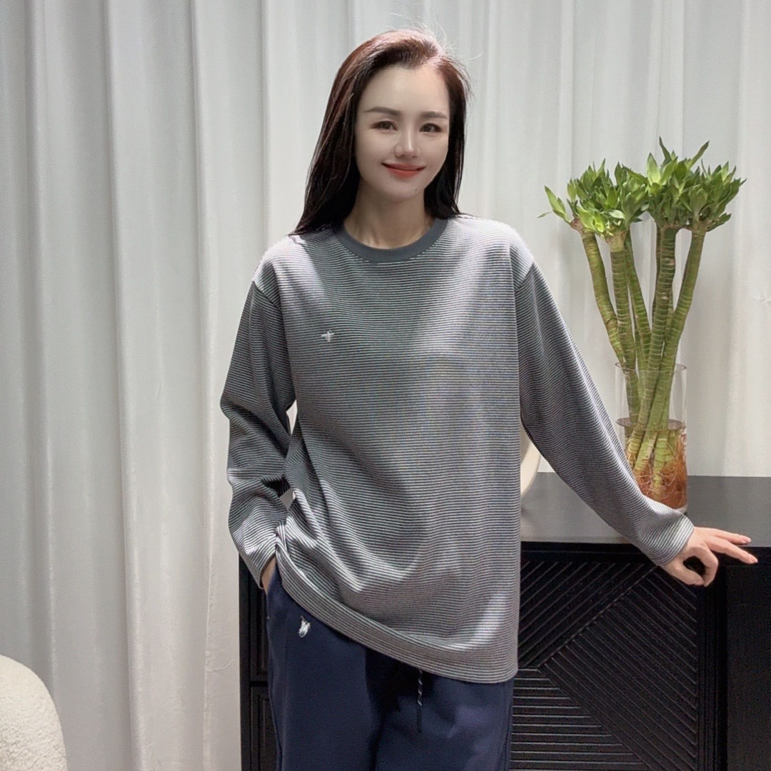 Chow&Fay 【冬日恋歌】300克柔棉加厚条纹长袖T恤