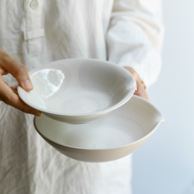 曼叙恬素草木灰粉引手作片口碗 果盘茶盘点心盘干果盘餐具