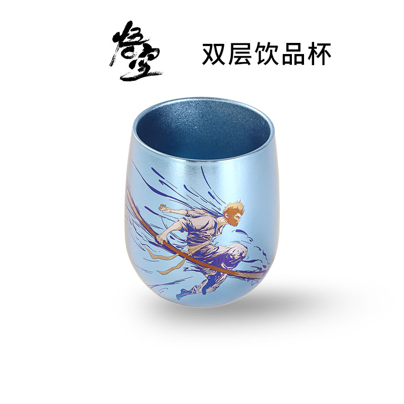 AOBODUN/纯钛双层蛋杯手工彩绘杯圆融高端隔热杯露营户外家用杯