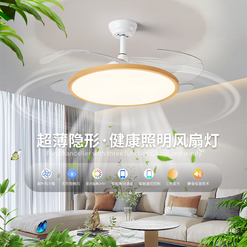 2024新款隐形风扇灯简约现代客厅吊扇灯餐厅家用轻奢电风扇吊灯具