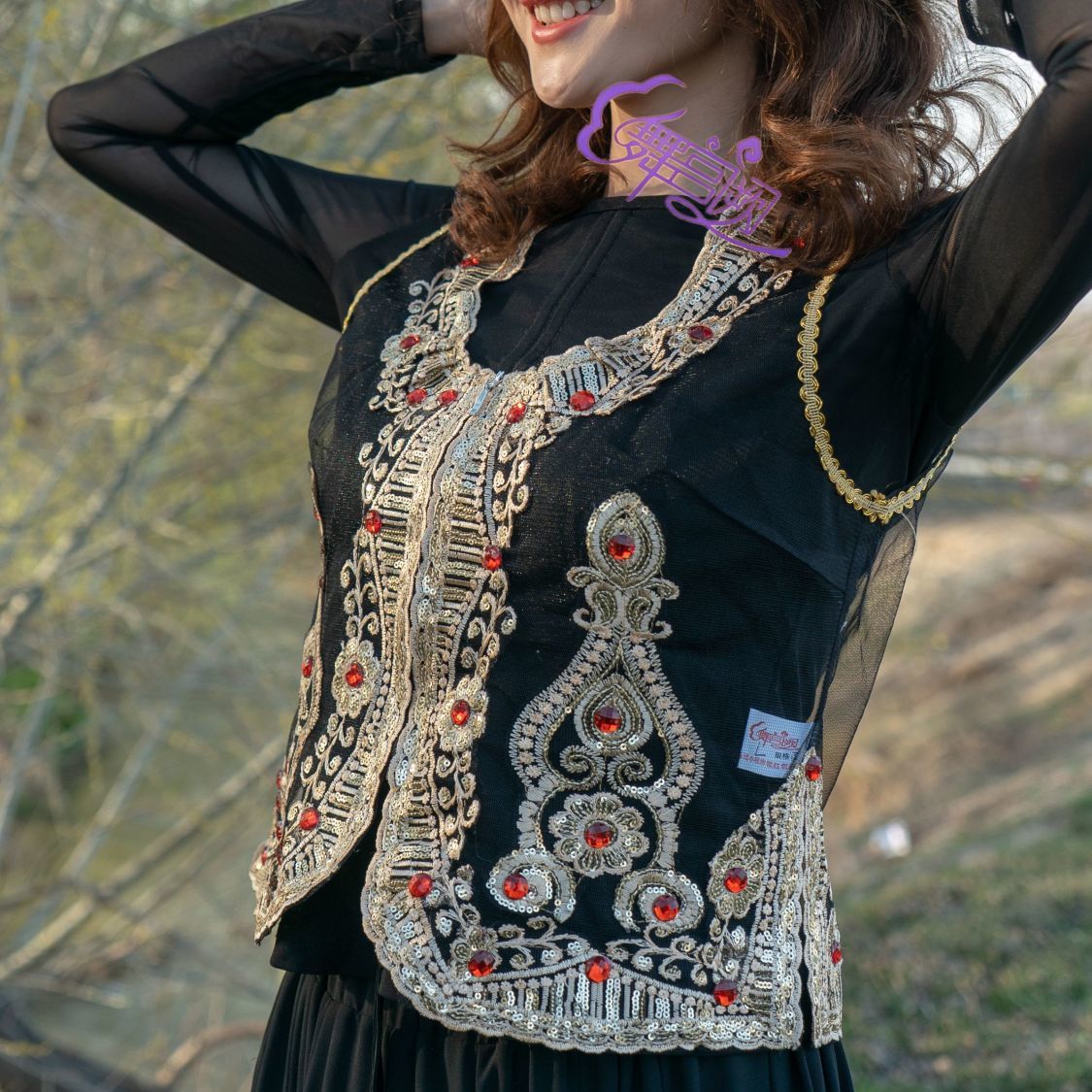 M-03 新疆舞民族风短款无弹网纱马甲/多色可选新疆民族服饰百搭