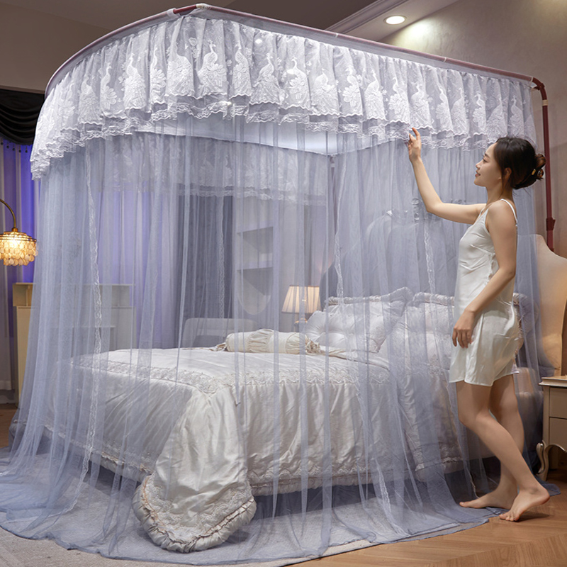 伸缩蚊帐U型家用落地支架2024年新款2023钓鱼杆蒙古包导轨免安装