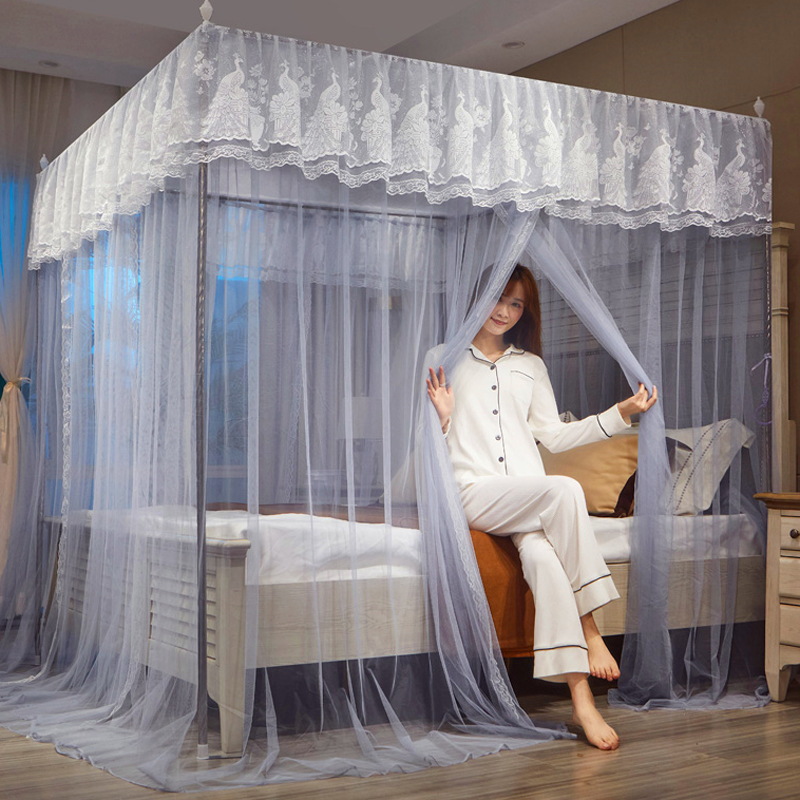 蚊帐家用落地式三开门卧室新款高级防摔宫廷2023支架加粗加厚纹帐