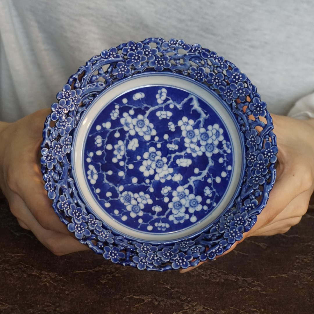 锦玉清韵 王琳窑 堆雕镂空冰梅梅花壶承赏盘