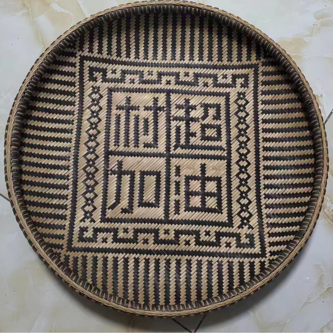 村超加油簸箕  竹编手工编织 竹编簸箕 工艺摆件