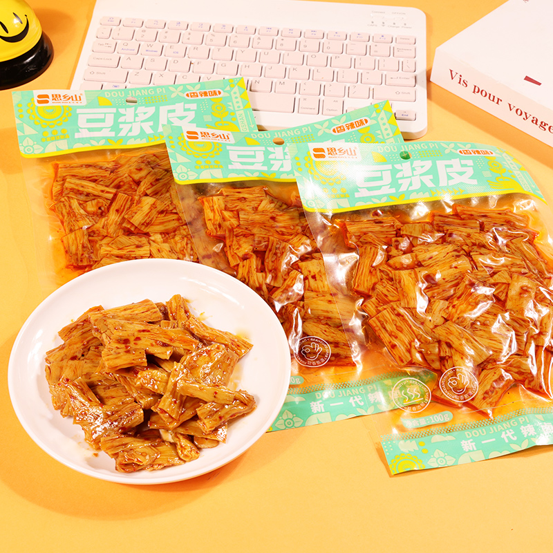 【思乡山】豆浆皮麻辣零食香辣豆腐皮豆皮条片湖南特产小吃开袋即