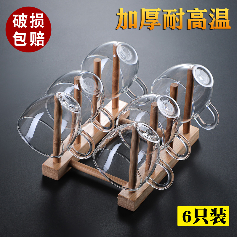 玻璃茶杯小小带品茗杯功夫小茶杯茶具喝茶杯杯子玻璃杯的把