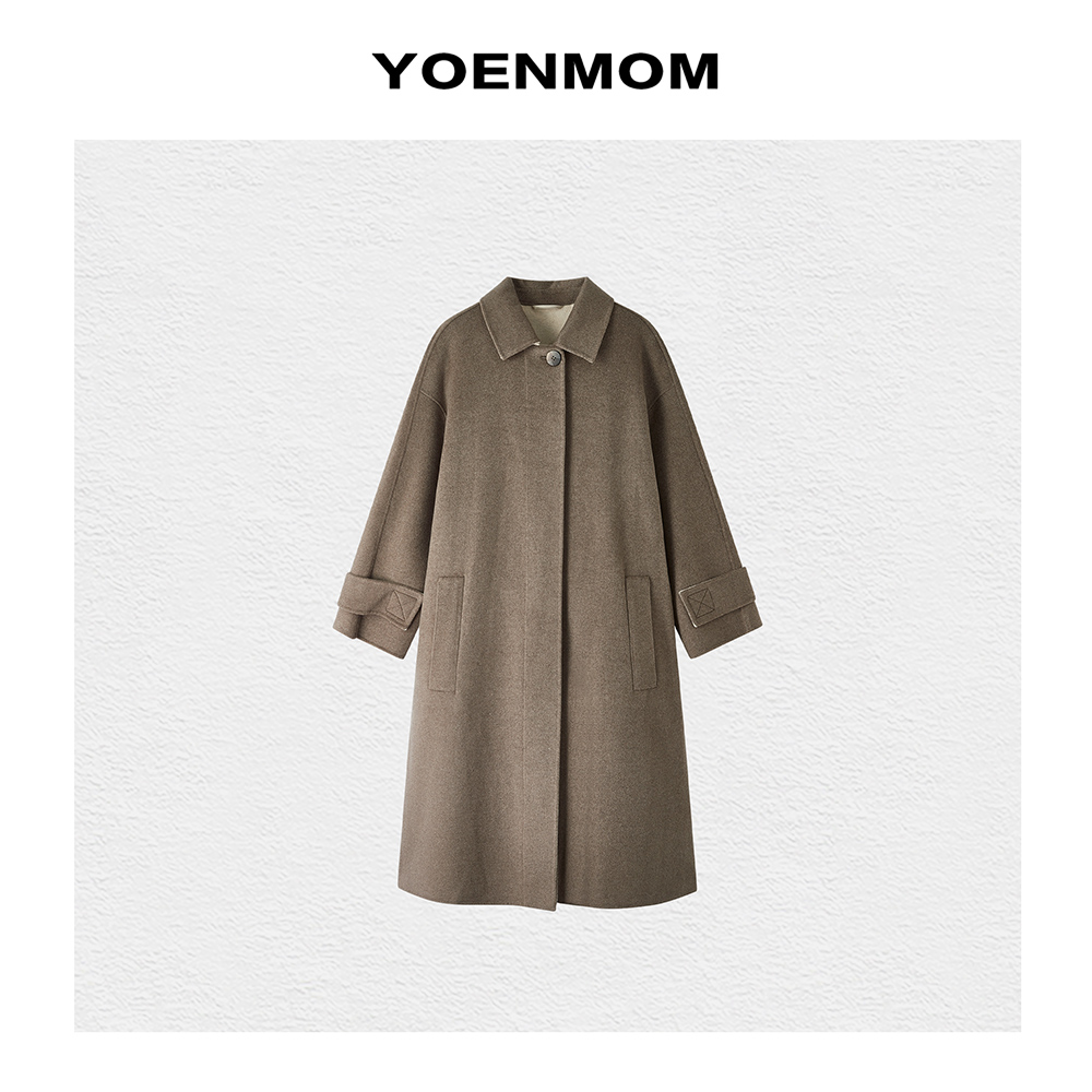 YOENMOM·随性英伦·秋冬新品 蚕丝羊绒100支澳毛双色织气质款外套