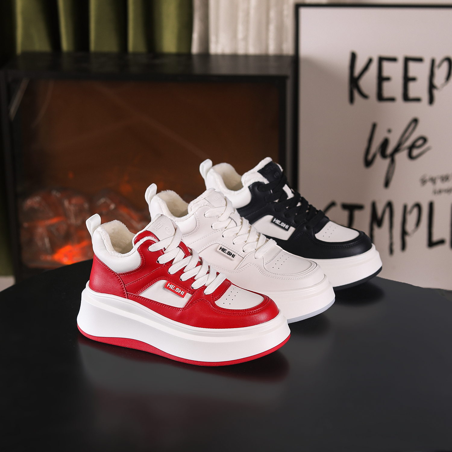 【断码福利】增高6cm时尚低帮板鞋女厚底潮百搭女士运动休闲鞋805