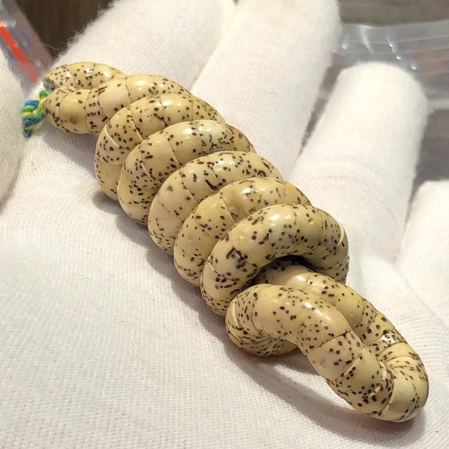 海南星月菩提大肠款石玉料星月猪大肠大留白精工扇面文玩