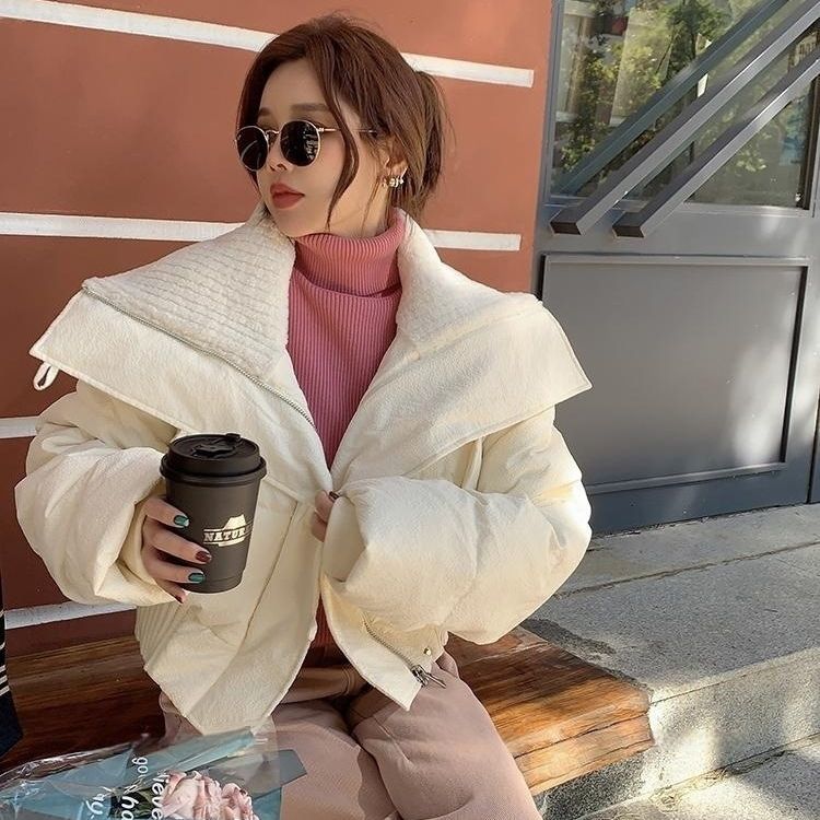 棉服女冬季短款韩版小个子棉袄英伦复古风宽松棉衣加厚外套潮