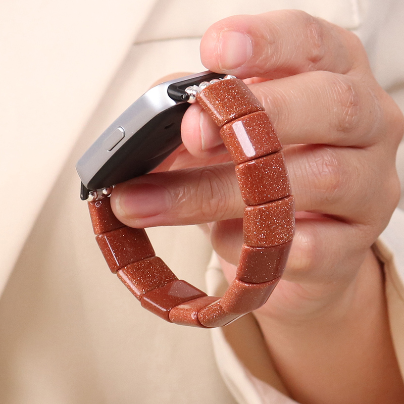 适用华为手环10/9/8/7玉石手牌串珠表带荣耀10弹力腕带b6/b7手串