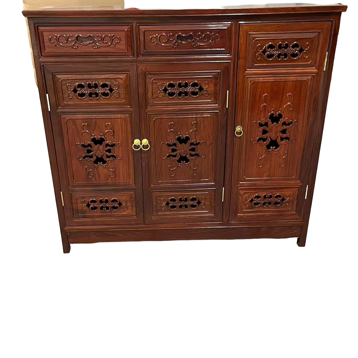 刺猬紫檀雕花鞋柜