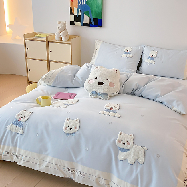 全棉磨毛四件套加厚小清新秋冬100可爱床上用品公主风纯棉被套