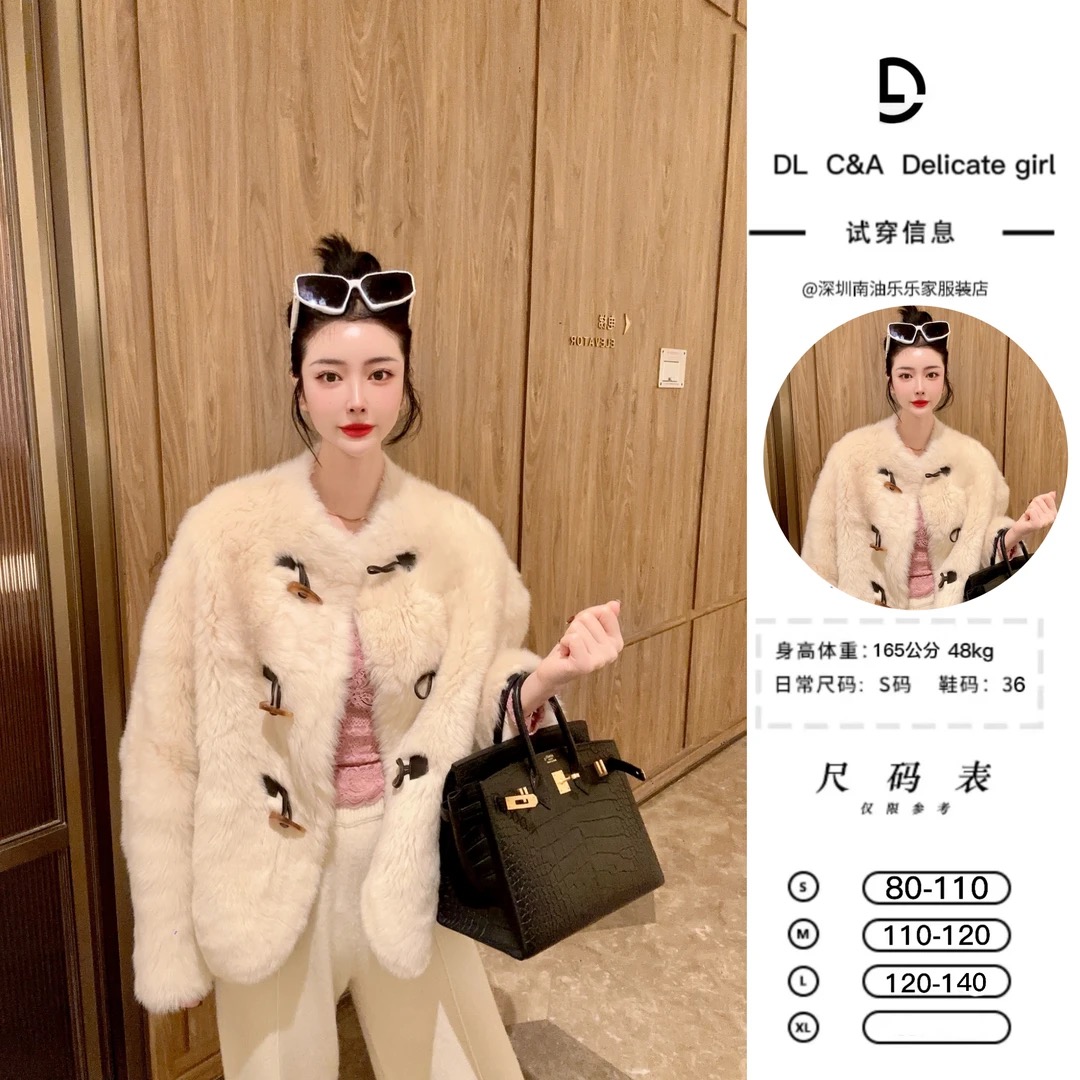 DL乐乐家【温情桑拿】高级轻奢复古皮毛一体显瘦休闲时尚冬季短外套