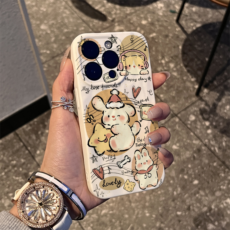 圣诞音乐小狗适用iPhone15/14promax褶皱手机壳11苹果13/12软xr套