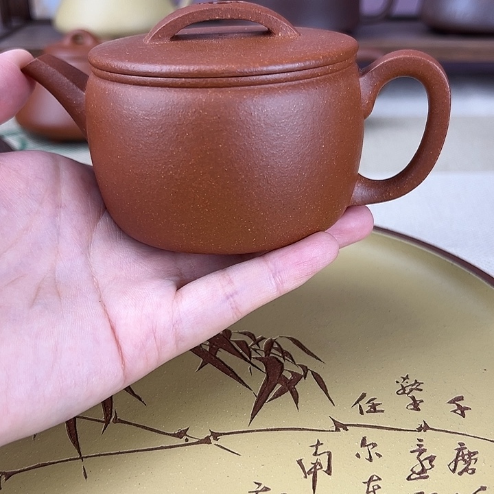 紫砂茶壶红降坡纯料汉瓦