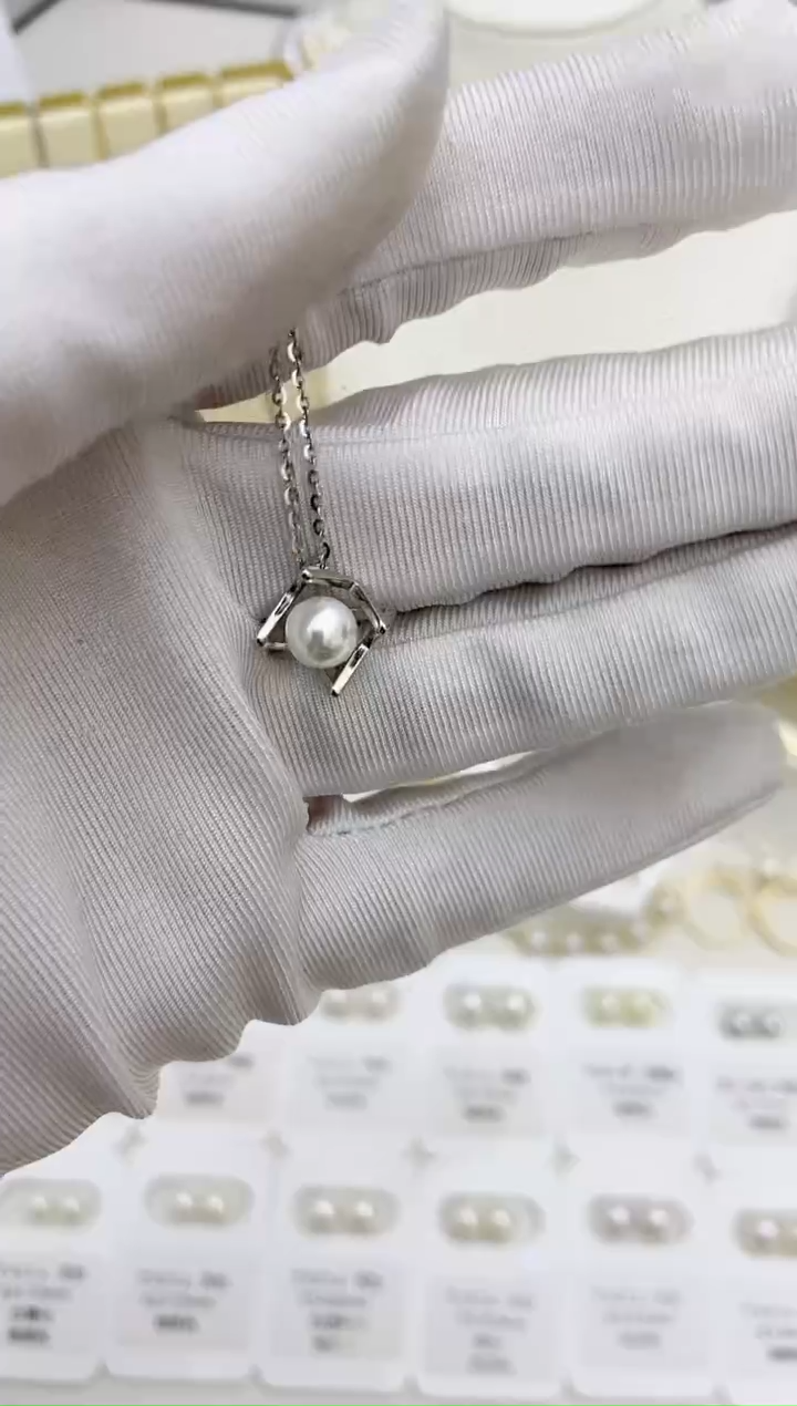 【闪购商品】海水珍珠项链银S925镶嵌6-7m家同款