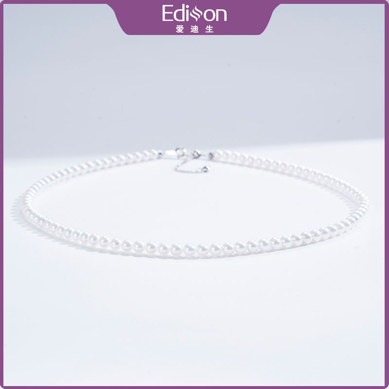 爱迪生淡水珍珠S925银扣头精致仙女链4-5mm【棋棋专属】 