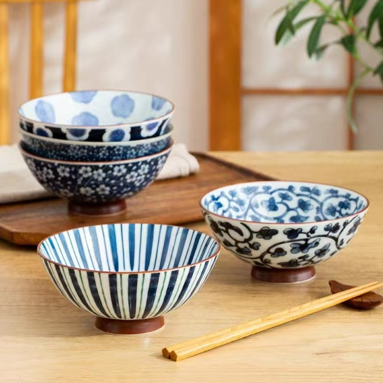 （2只装）日本进口釉下彩陶瓷餐具14.3cm小碗米饭碗家用盘子陶瓷碗