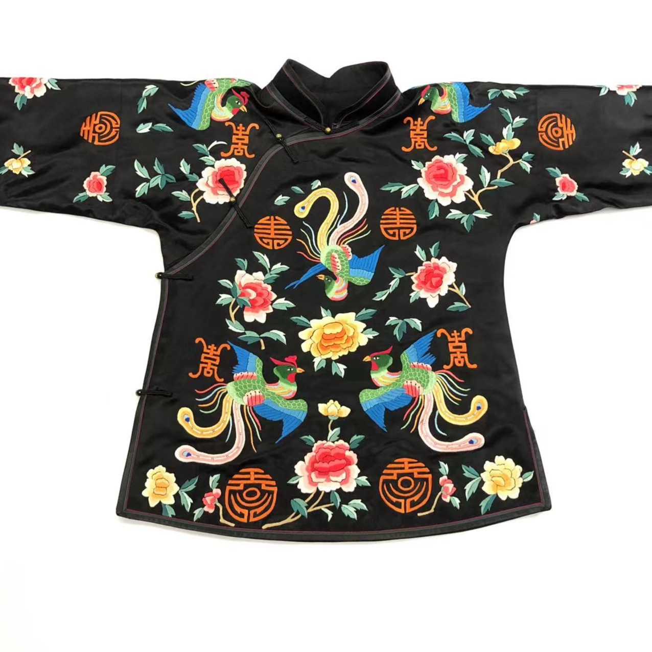 纯手工刺绣八凤衣国风中式中国风