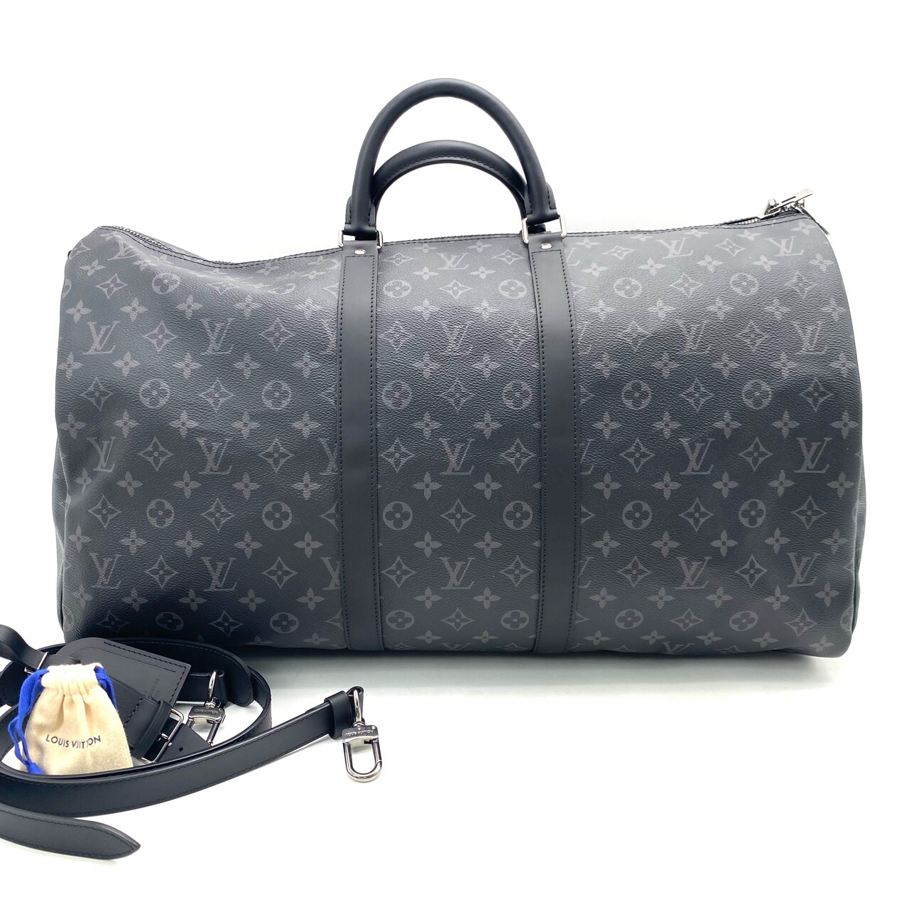99新 LouisVuitton/路易威登 黑老花keepall55旅行袋 尺寸55/31 