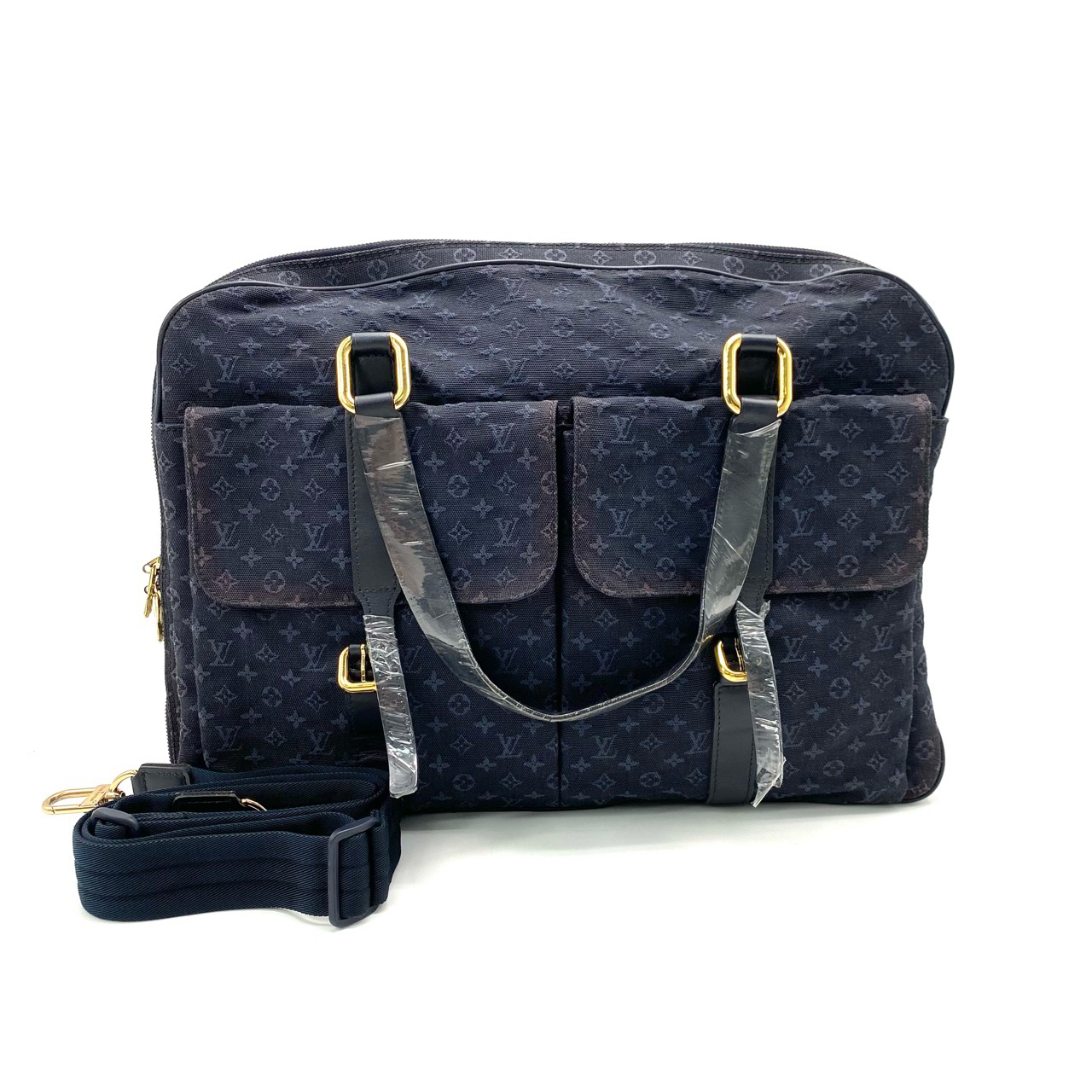95新 LouisVuitton/路易威登 LV/路易威登97新藏蓝色帆布手提包