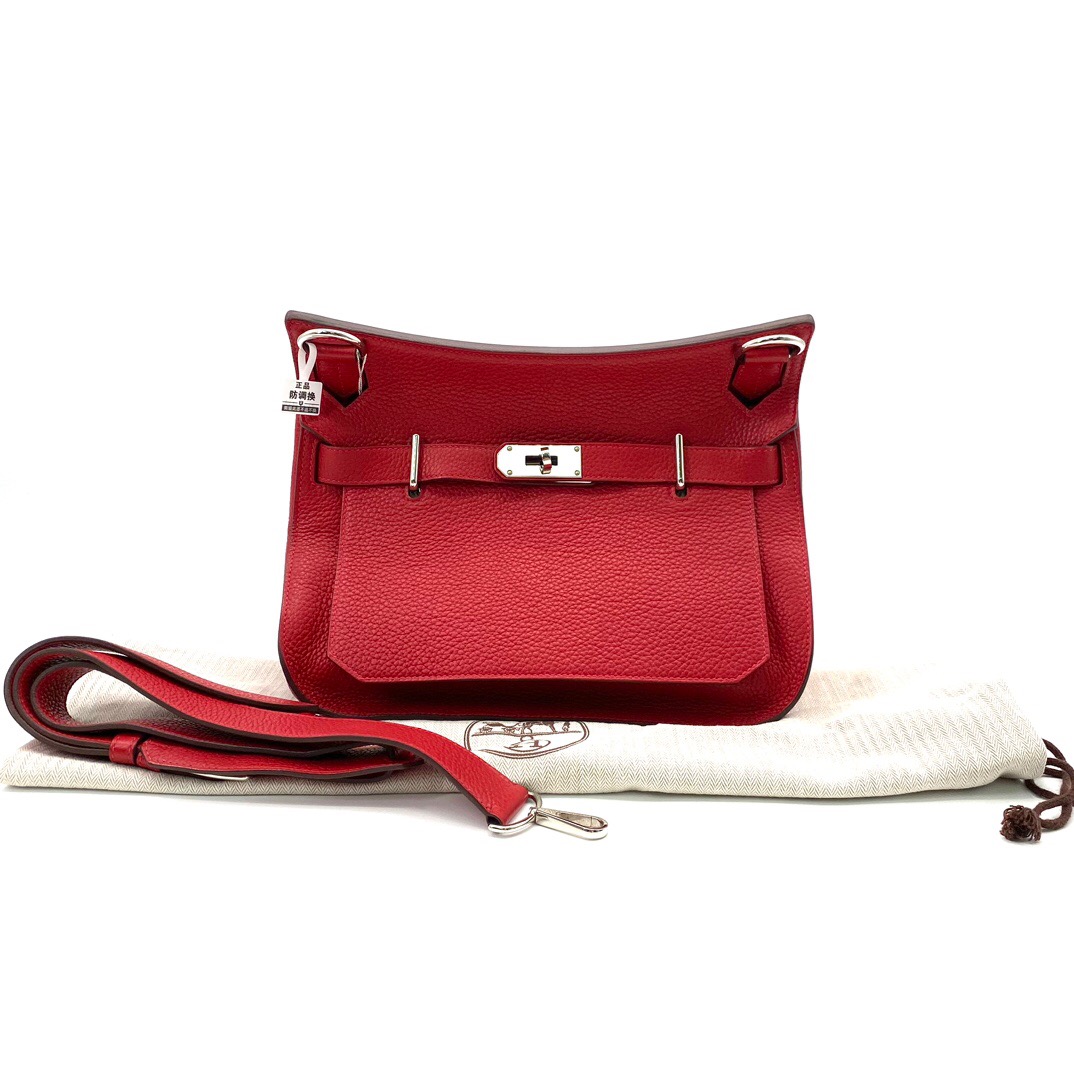 99新 Hermes/爱马仕 全皮吉普赛斜挎包 尺寸31/25 辣椒红